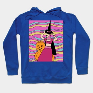 Flying Witch On A Broomstick With A Hat Hoodie